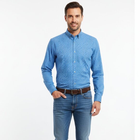 Robert Graham Blue & White Print Long Sleeve Button Close Shirt NEW XL - Picture 2 of 8